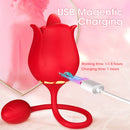 2 in 1 Nipple Sucker Oral Sex Toy Rose Vibrator for Women