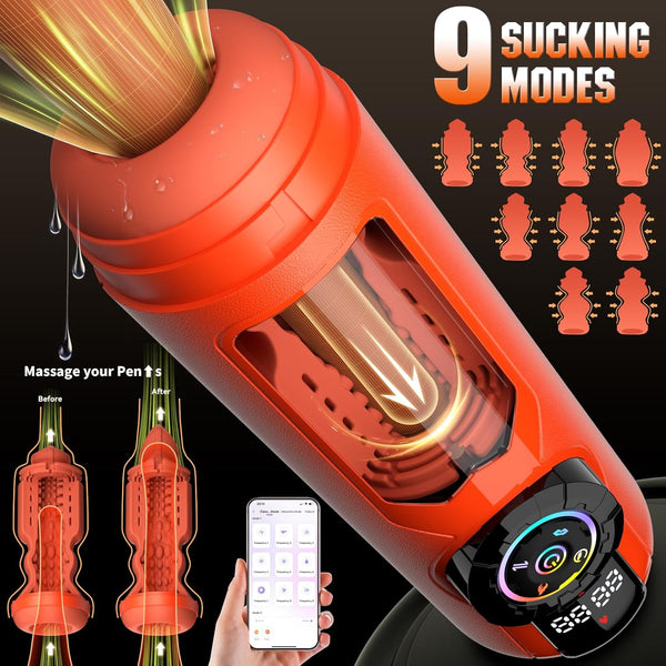 Heating Male Masturbator Penis Pump, Upgrade 5 in 1 Male Sex Toys for Men, AI Interaction APP Control with 9 Vibrating & Licking & Thrusting & Suck Modes