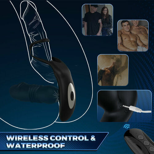 Buyging™ SAUL Glans 3 Thrusting 12 Vibrating Cock Rings Prostate Massager