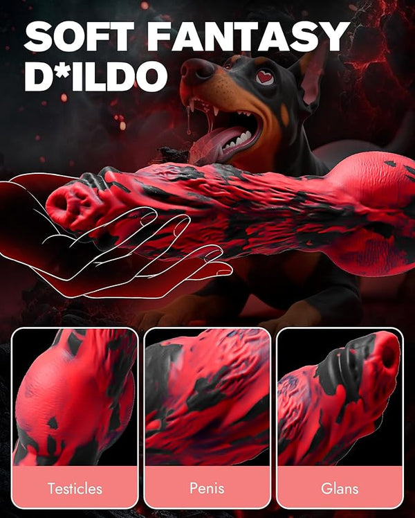 Thrusting Dildo Monster Fantasy Vibrator - 9.6" Thick Horse & Dog Dildos,8 Vibration & 8 Thrusting Modes