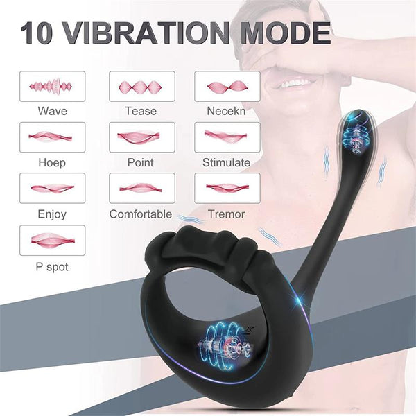 Buyging™ Dual Stimulation Remote Control 10 Vibrating Cock Ring With Bullet