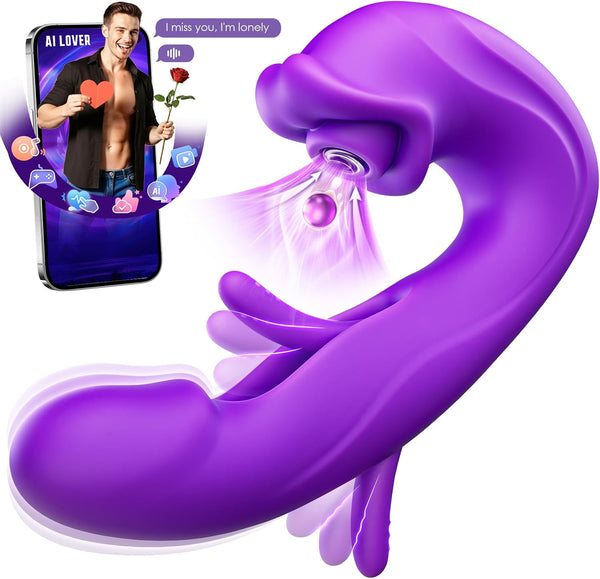 MOOLIGIRL Sucking Vibrator Women Sex Toys - AI Sync Flapping G Spot Vibrator Dildo with 7 Suction & Vibration Modes for Clitoral Nipple Stimulation, App Control Couples Thrusting Adult Toys & Games