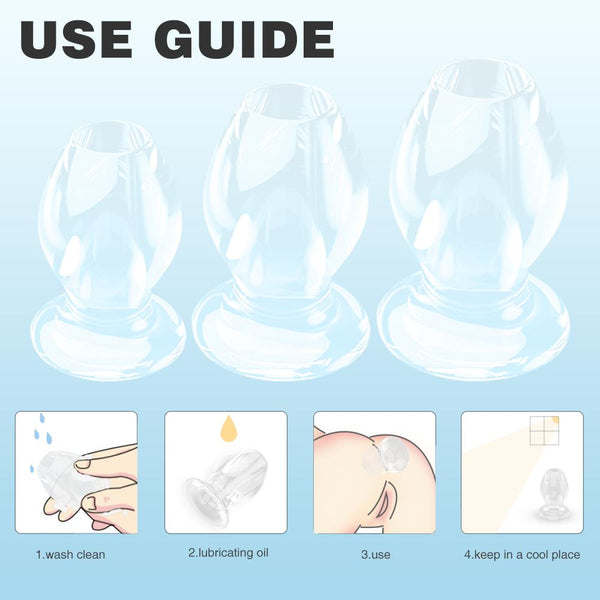 3PCs Transparent Butt Plugs Anal Douche