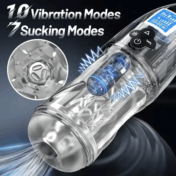 😍 2026 Hot-Selling New Masturbator 🚀 – 💋 Fully Transparent Vibrating, Sucking, and Moaning Male Masturbator 🎁