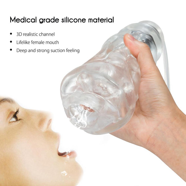 10 Frequencies Elastic Transparent Blow Job Vibrating Masturbator