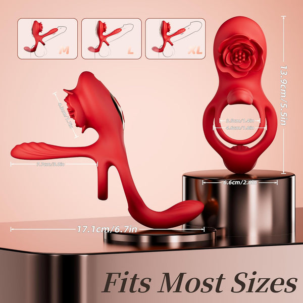 3-in-1 vibrating penis ring equipped with 3 powerful vibration motors and 10 vibration modes