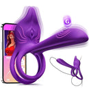 Vibrating Cock Ring Couples Sex Toys - MOOLIGIRL Dual Penis Ring Vibrator with Fox-Shaped Clitoral Stimulator & 4.6in G Spot Vibrator, 10 Vibration Adult Toys for Men Women, Female Sex S&M Floggers